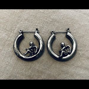 Sitting Angel Hoop Earrings
